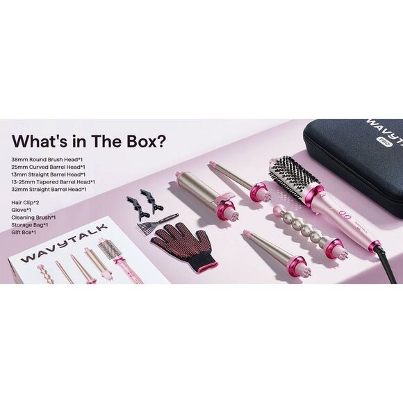 Wavytalk - Heatwave Pro 5-in-1 Curling Wand Set, Inc Pink - Picture 4 of 13